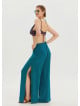 Zipper Detailed Pocket Petrol Women's High Waist Trousers 4640